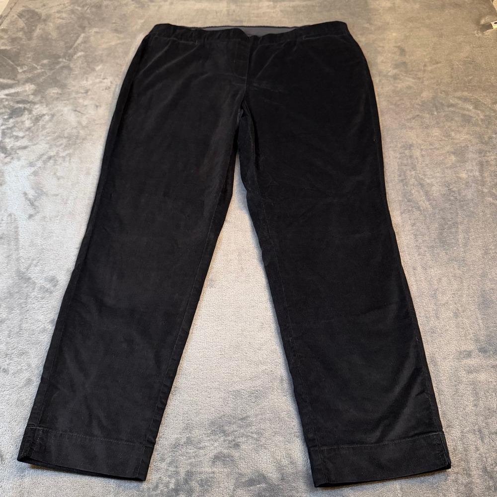 J Jill Corduroy Pants Womens 14 Petite Black Stretch‎ Elastic Waist Straight